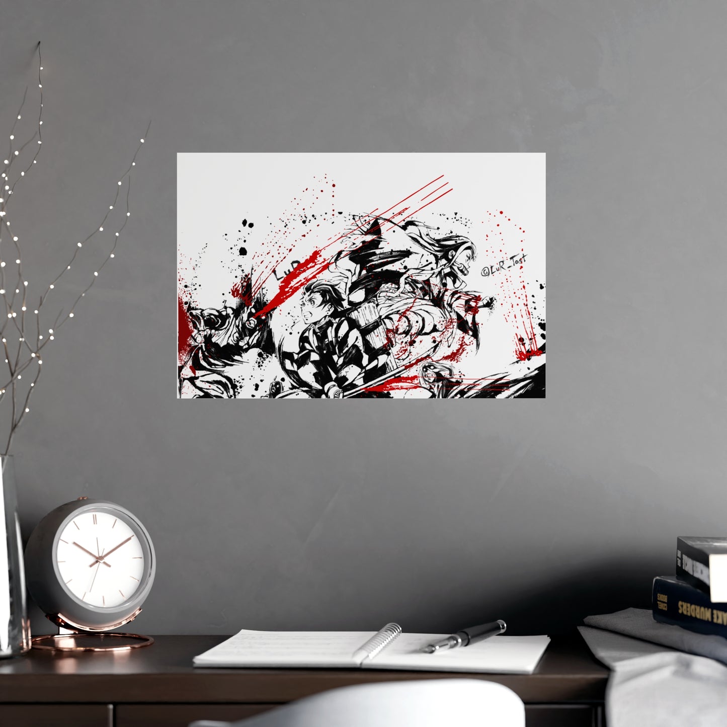 Demon Slayer Ink-Splash Matte Poster — Dynamic Anime Wall Art (Vertical & Horizontal)