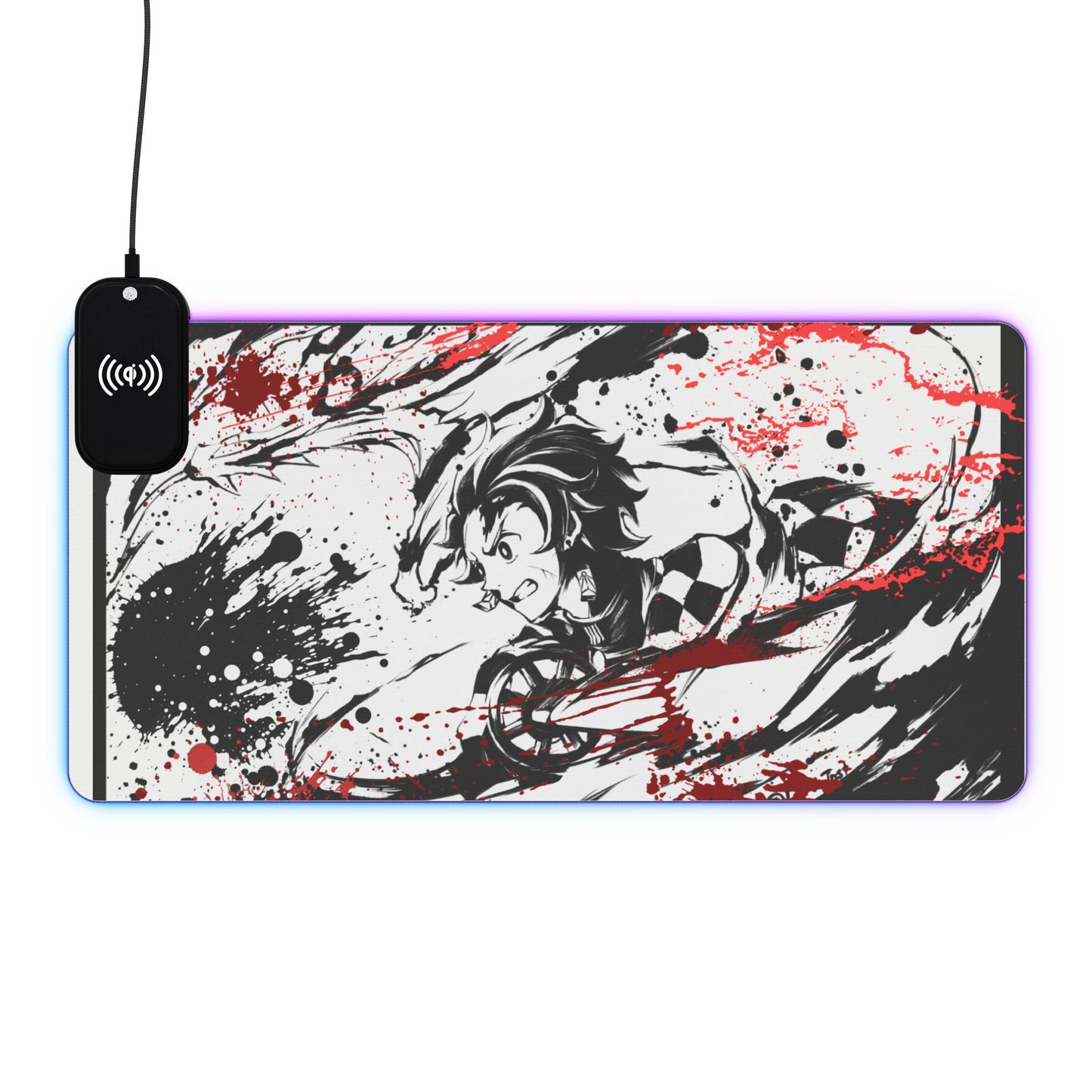 LED Gaming Mouse Pad with Wireless Charger — Anime Demon Slayer Design