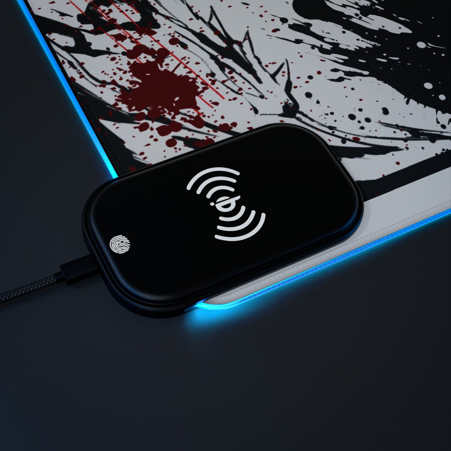 LED Gaming Mouse Pad with Wireless Charger — Anime Demon Slayer Design