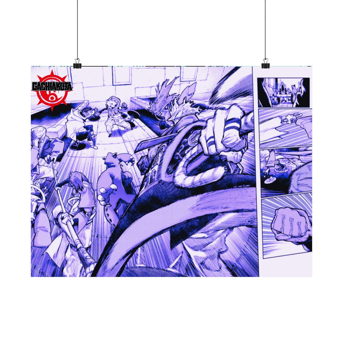 Gachiakauta Fight Scene Matte Horizontal Poster | Action Manga Wall Art