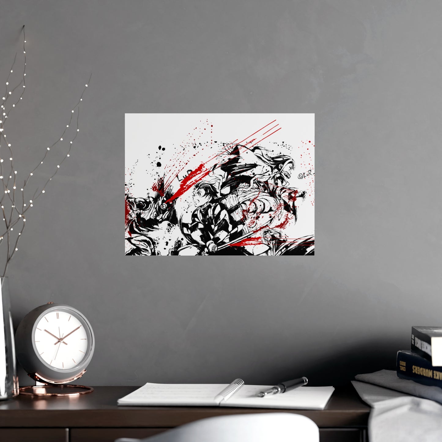 Demon Slayer Ink-Splash Matte Poster — Dynamic Anime Wall Art (Vertical & Horizontal)