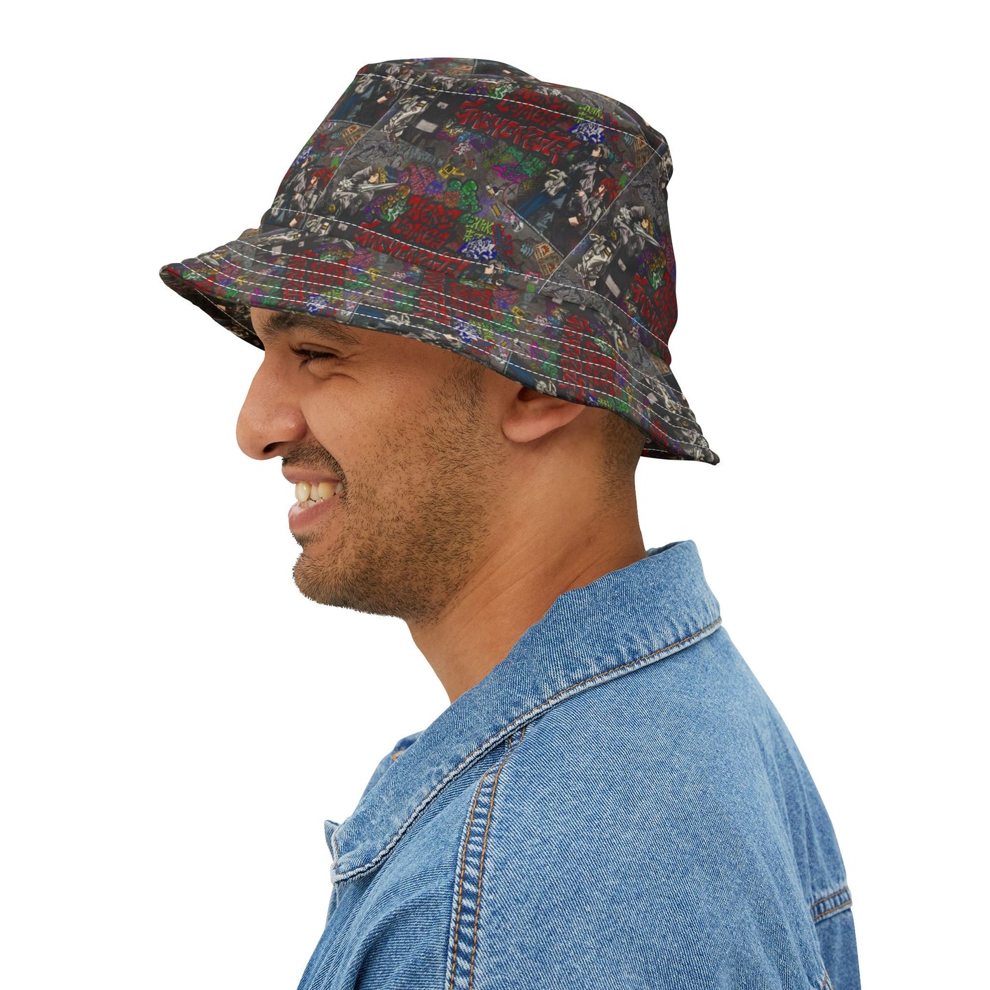 Gachiakuta All-Over Print Bucket Hat — Retro Streetwear Pattern