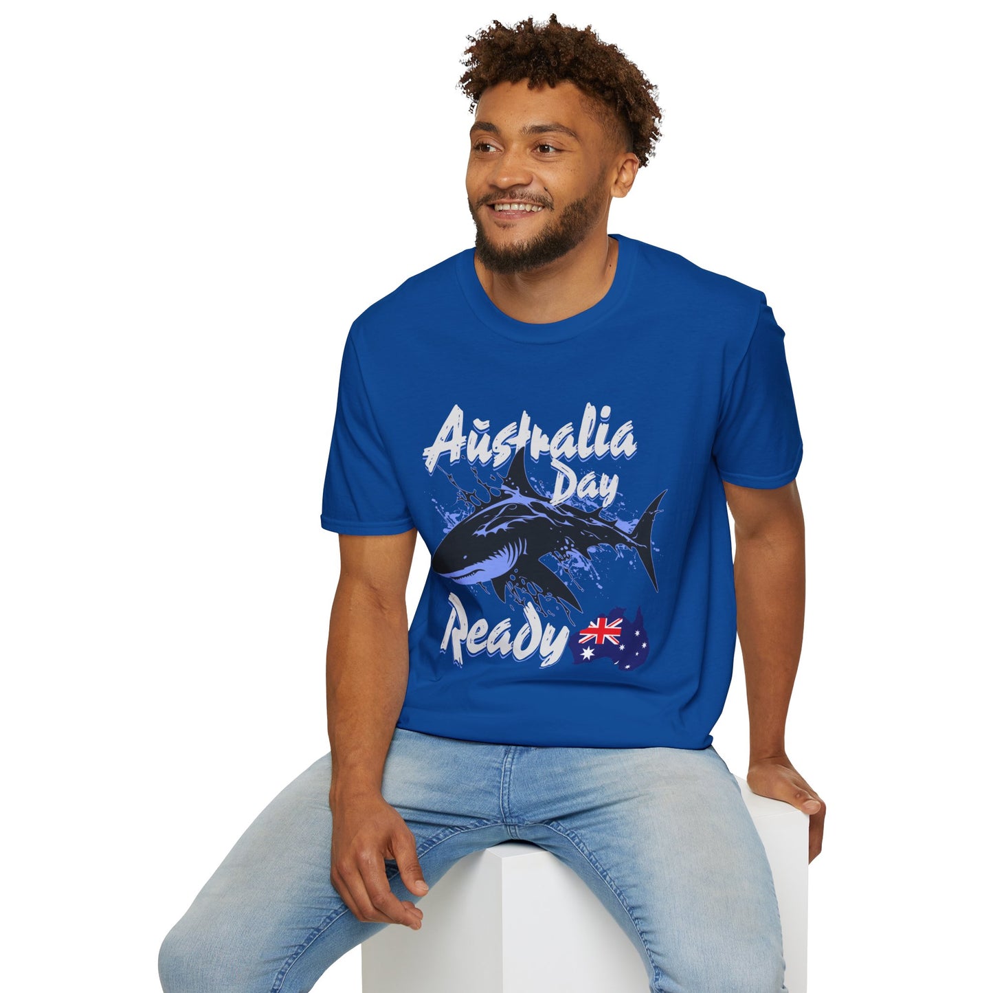 Australia Day Ready T-Shirt — Shark & Aussie Flag Celebration Tee