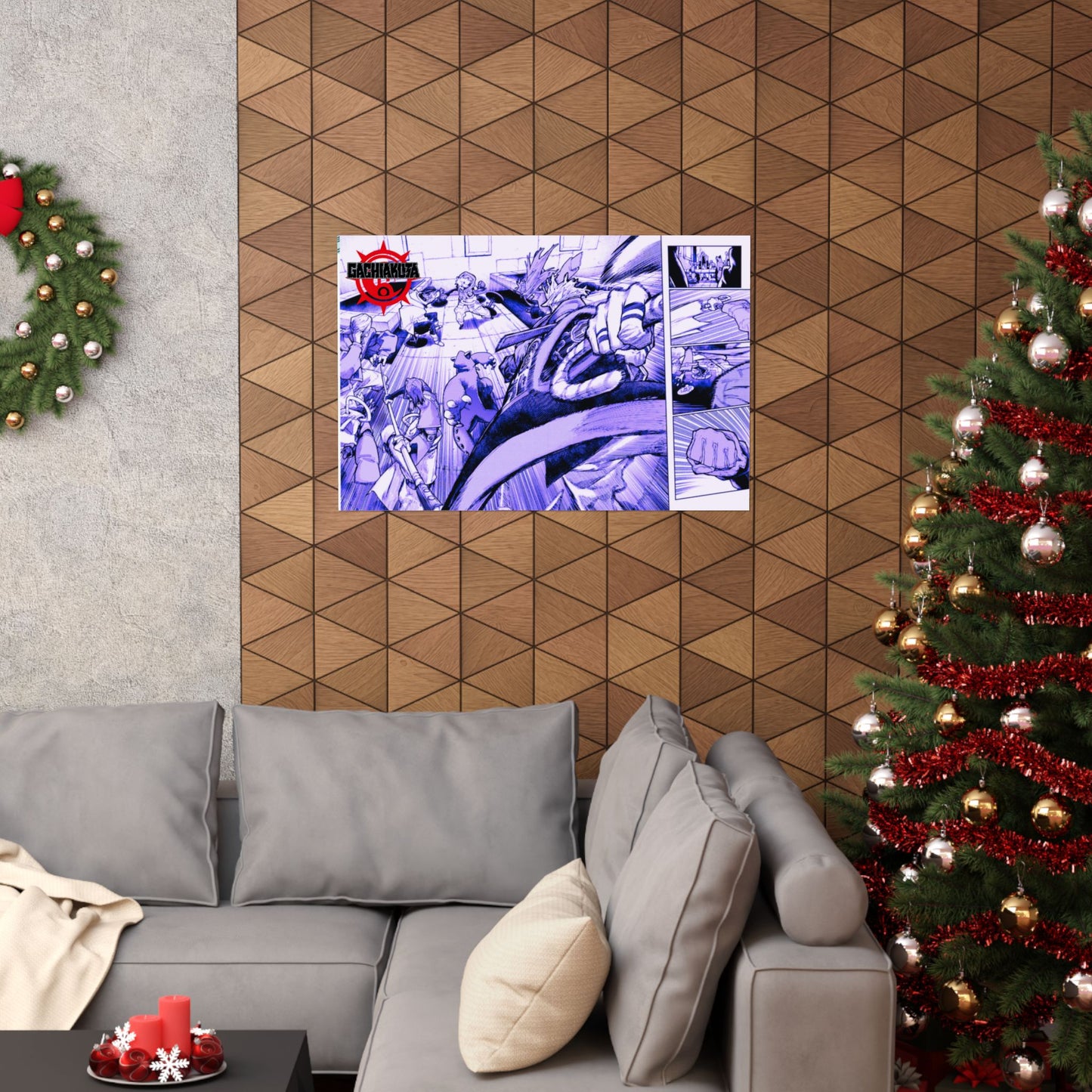 Gachiakauta Fight Scene Matte Horizontal Poster | Action Manga Wall Art