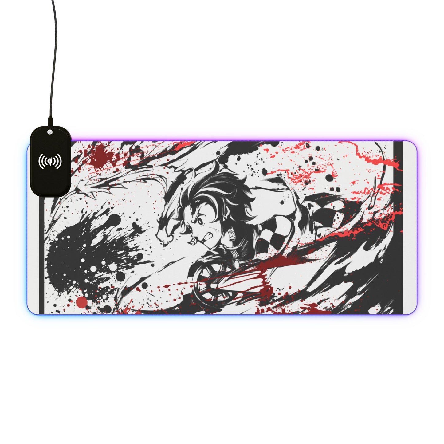 LED Gaming Mouse Pad with Wireless Charger — Anime Demon Slayer Design