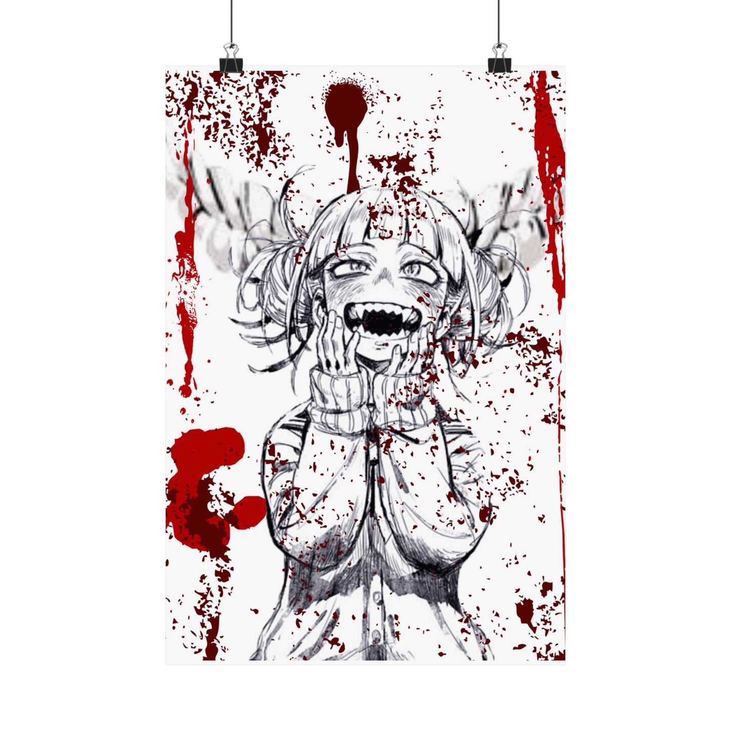 Horror Anime Poster — Bloody Smile Girl Satin Print