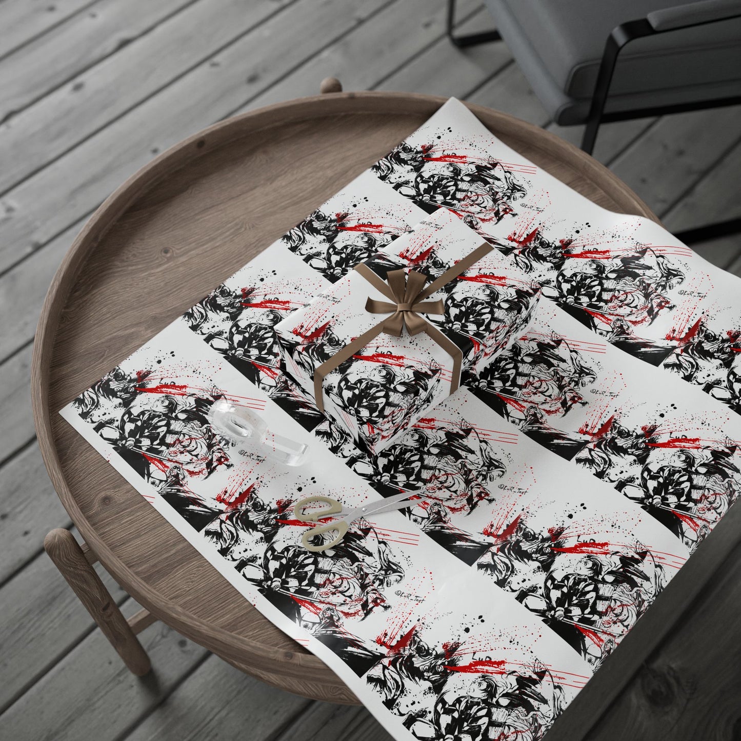 Wrapping Paper — Gothic Skull & Roses Gift Wrap (Halloween Valentine Crossover)