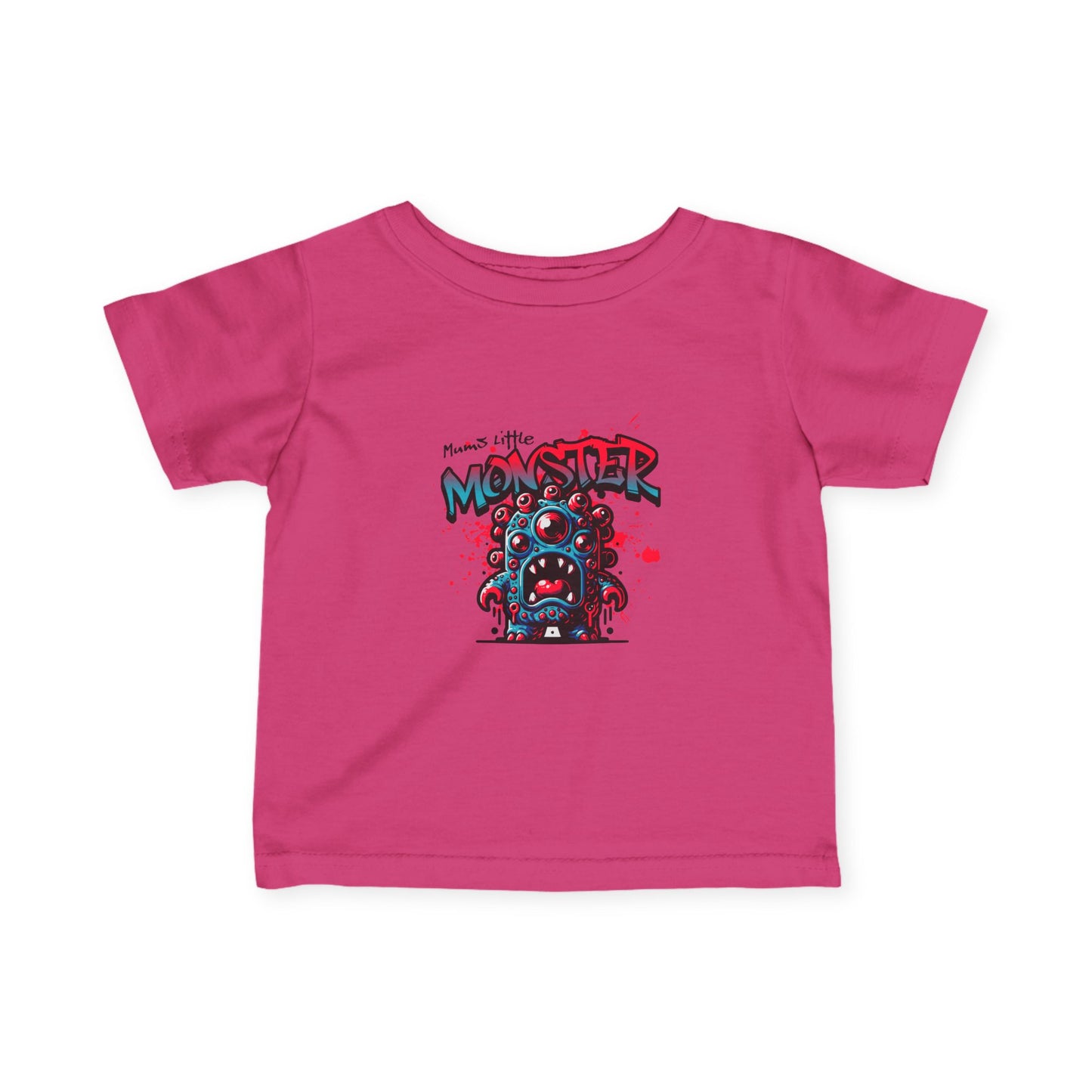 Blue Cute Monster Infant Tee | Cartoon Monster Graphic, Playful Kids Shirt