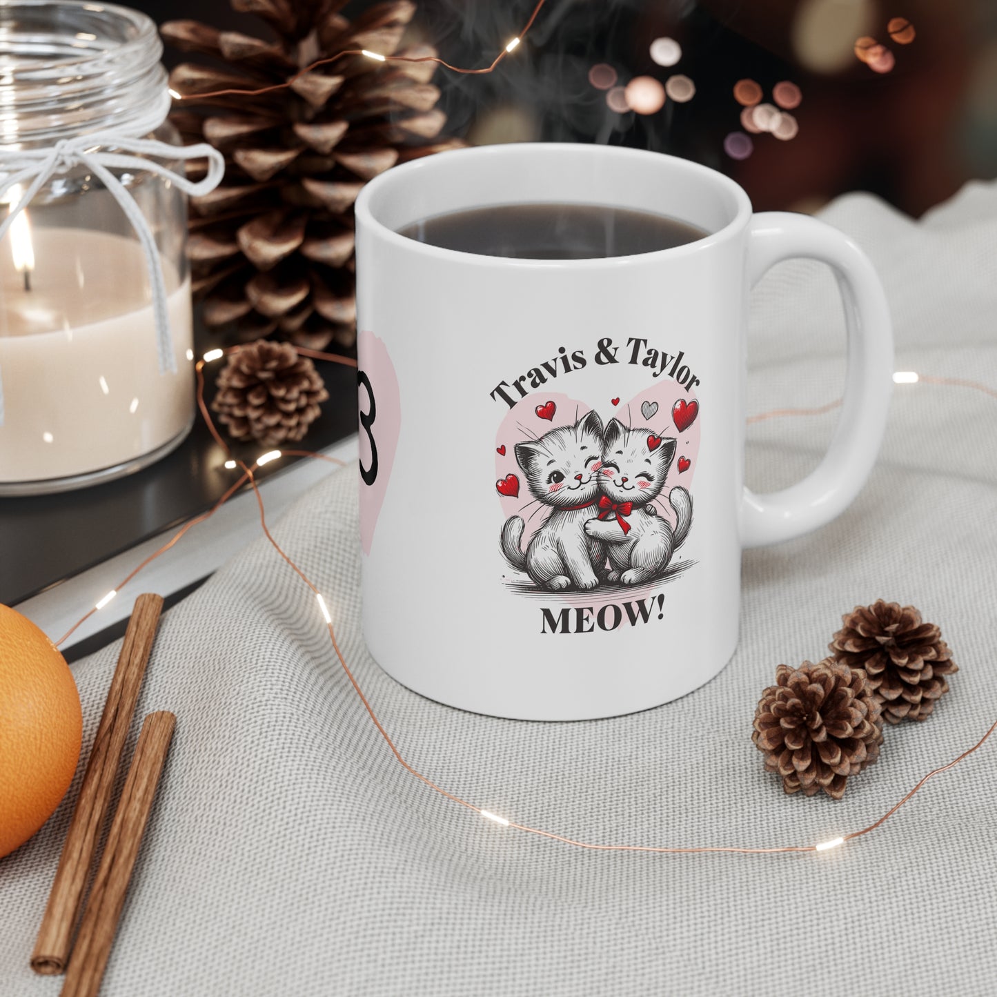 Cute Couple Cat Mug - Perfect Gift for Valentine's Day, Engagements