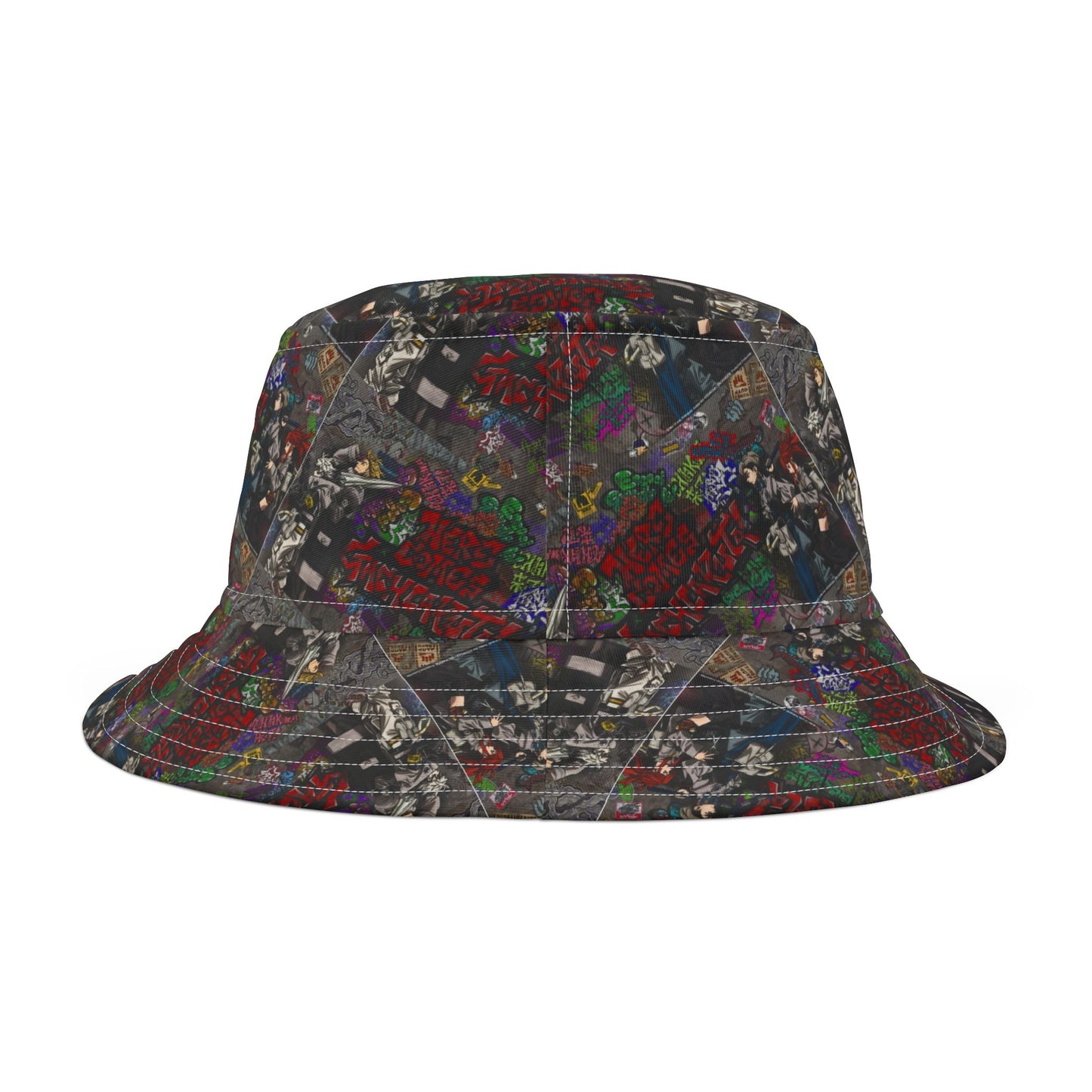 Gachiakuta All-Over Print Bucket Hat — Retro Streetwear Pattern