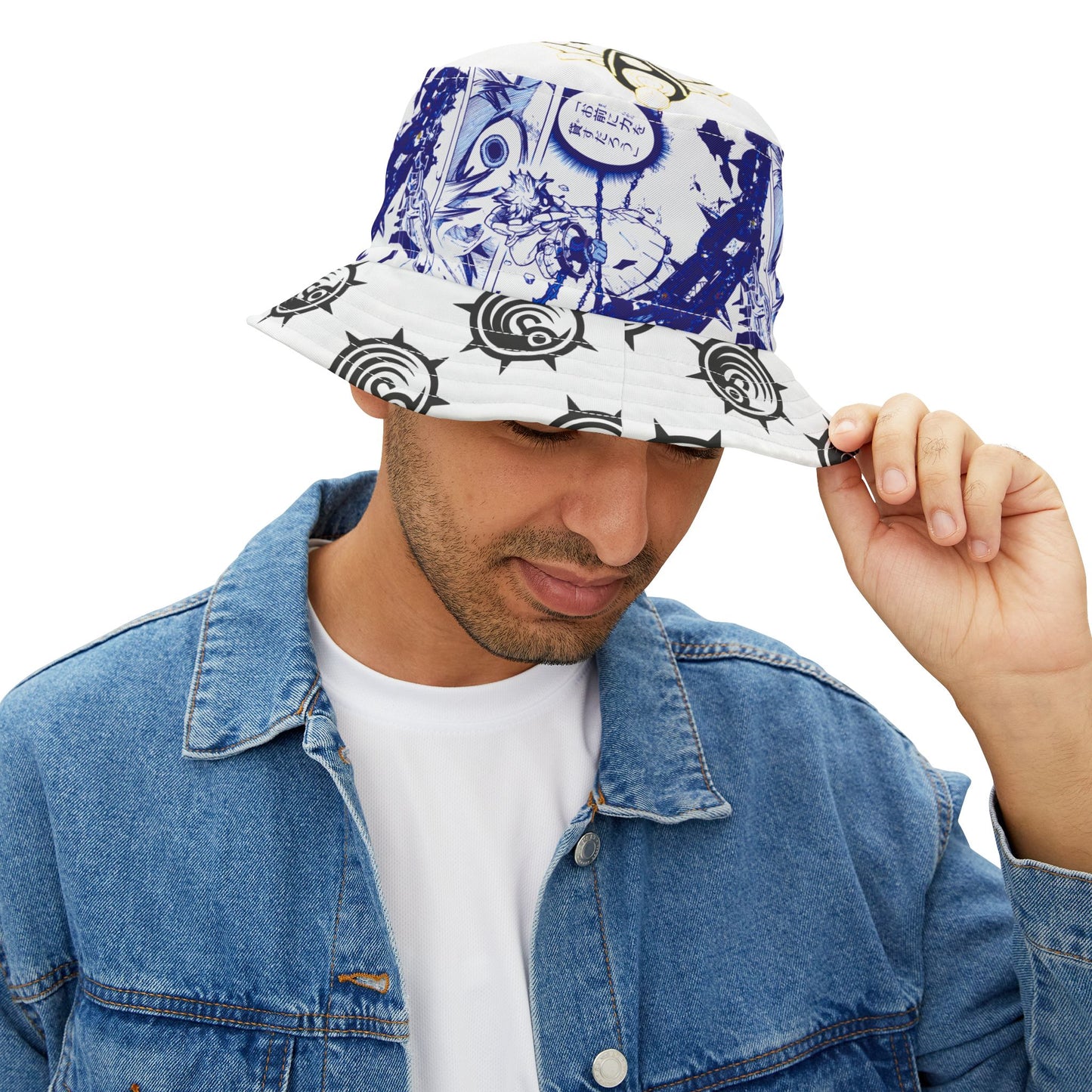 Anime Manga Panel Bucket Hat — Blue Graphic All-Over Print