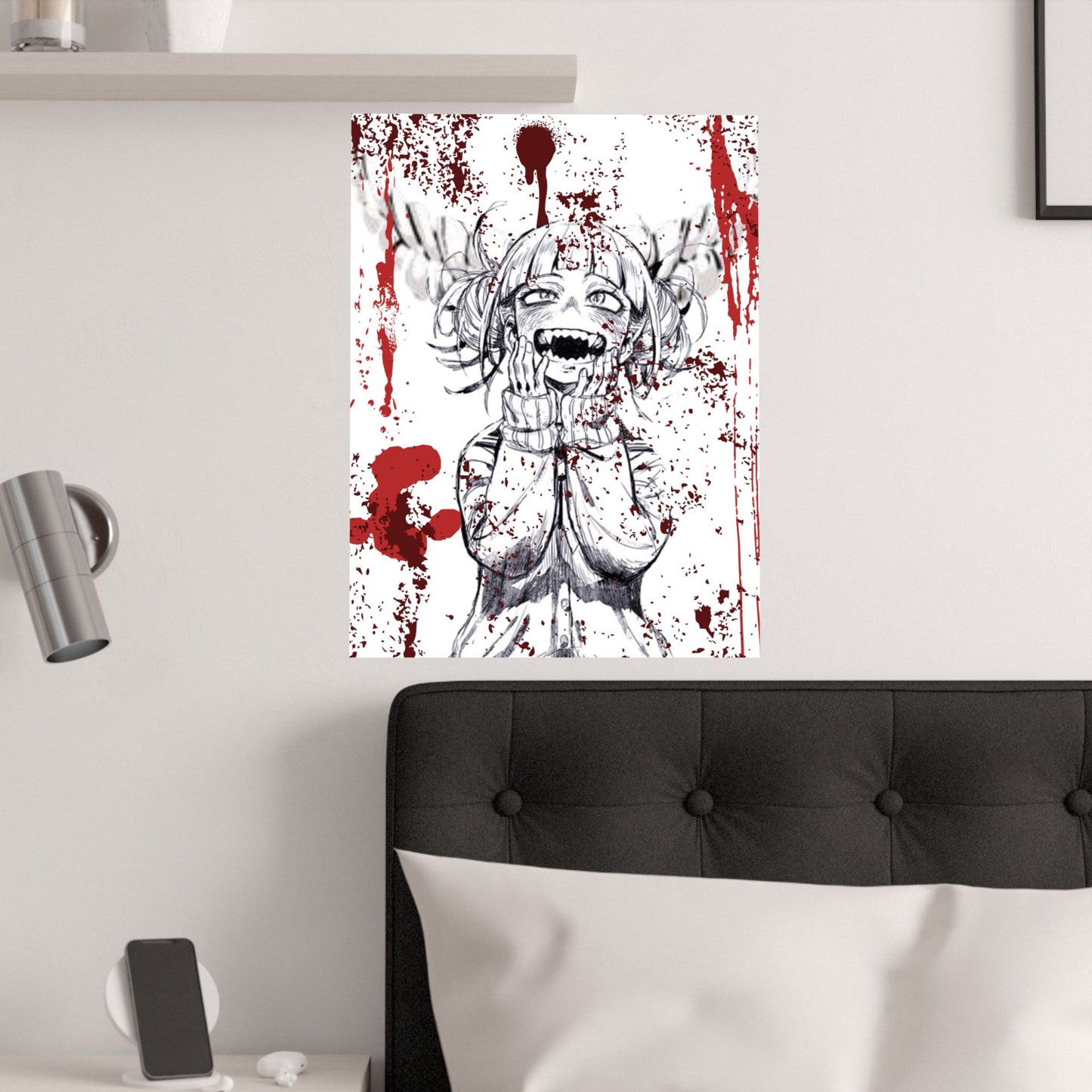 Horror Anime Poster — Bloody Smile Girl Satin Print