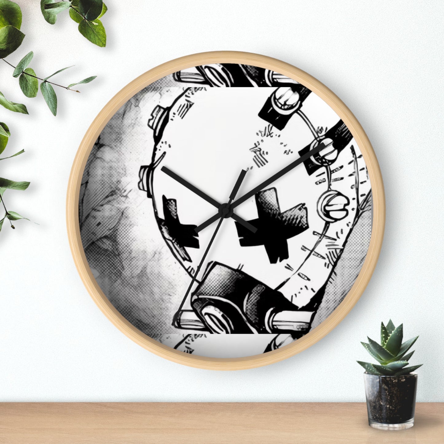 Gachiakuta Wall Clock | Gothic Skull Art, Monochrome