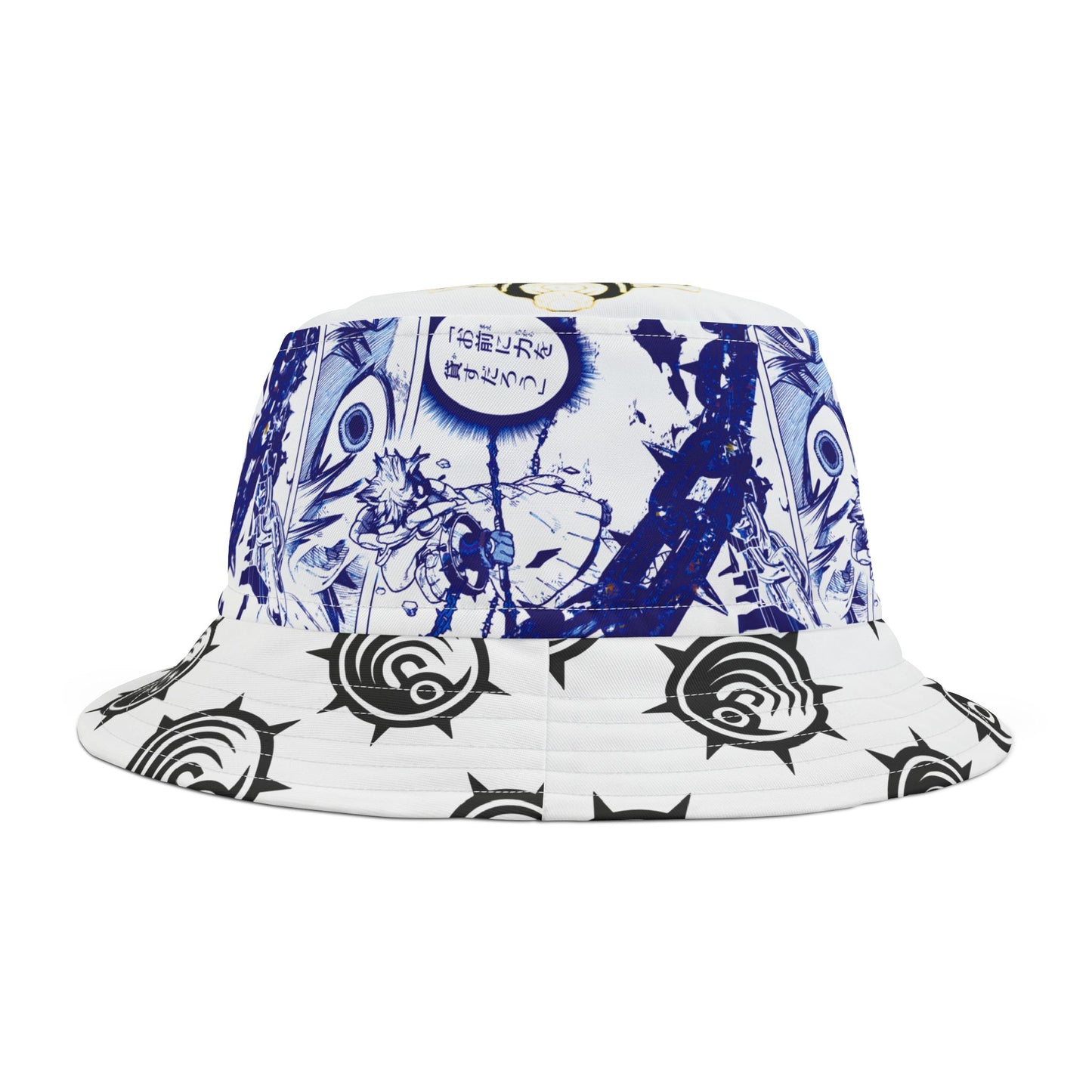 Anime Manga Panel Bucket Hat — Blue Graphic All-Over Print