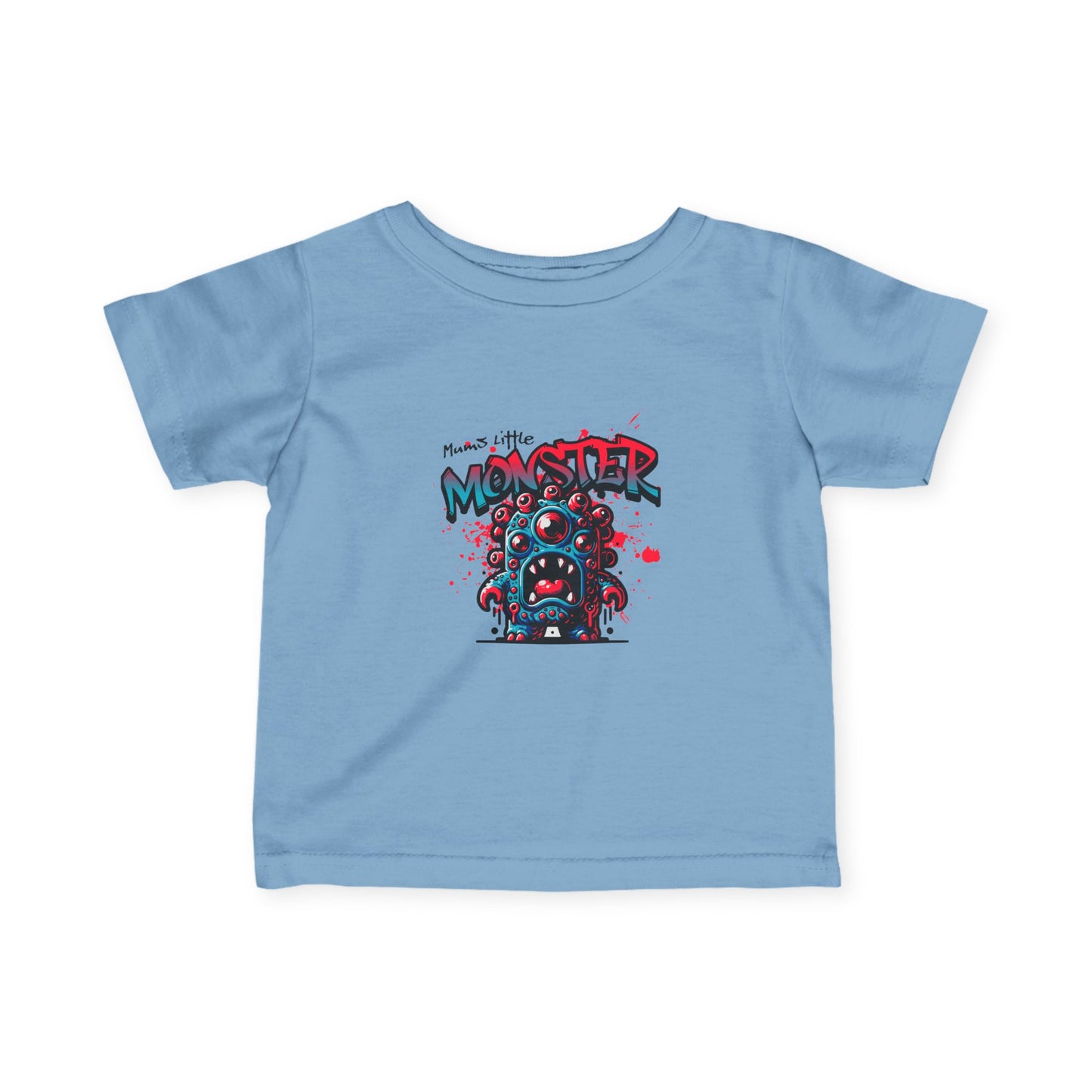 Blue Cute Monster Infant Tee | Cartoon Monster Graphic, Playful Kids Shirt