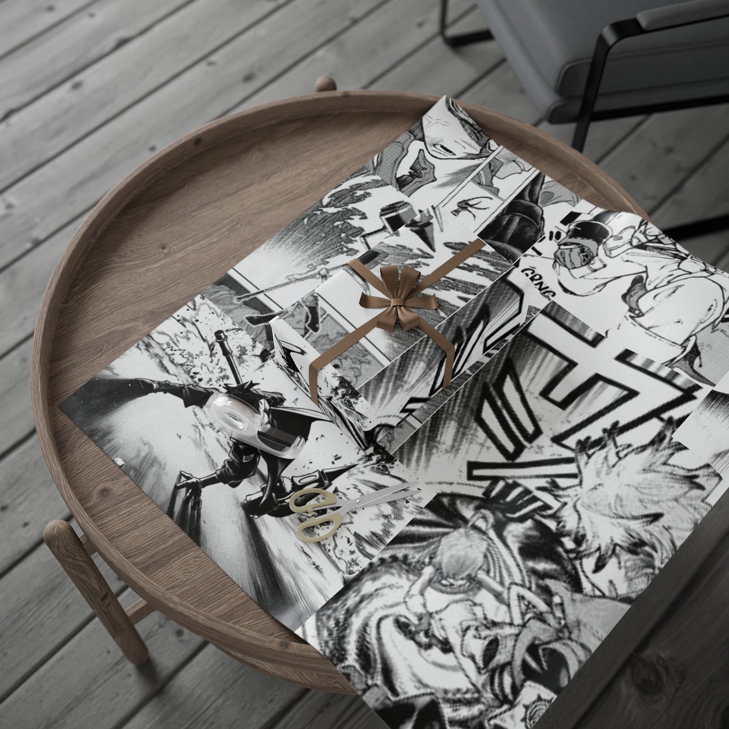 Gachiakuta Black White Abstract Marble Wrapping Papers | Modern Gift Wrap Roll