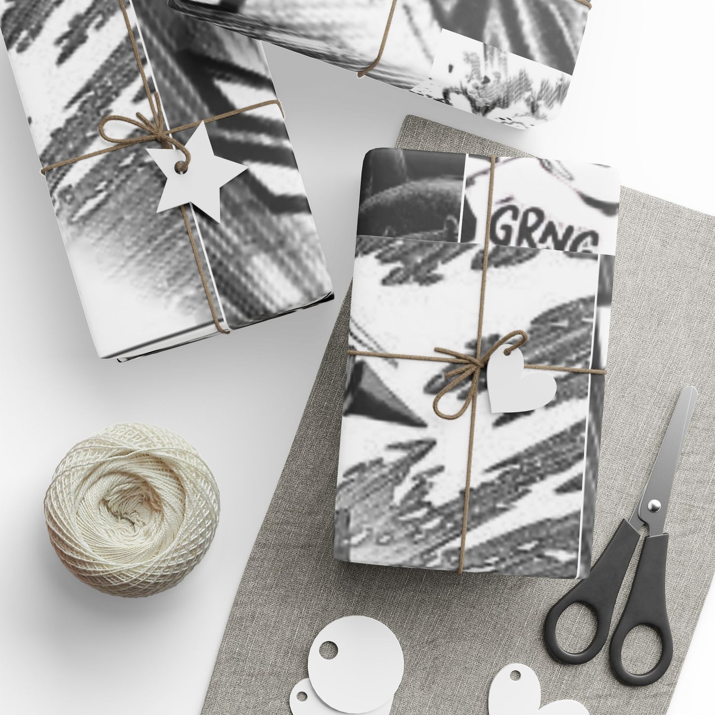 Gachiakuta Black White Abstract Marble Wrapping Papers | Modern Gift Wrap Roll