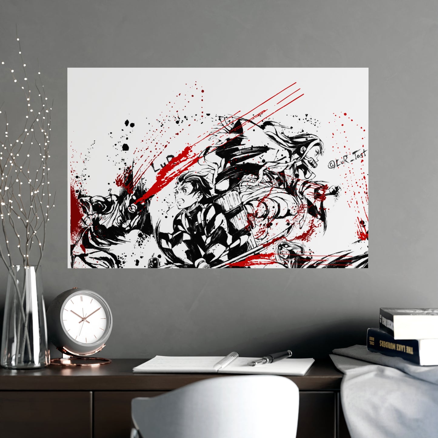 Demon Slayer Ink-Splash Matte Poster — Dynamic Anime Wall Art (Vertical & Horizontal)