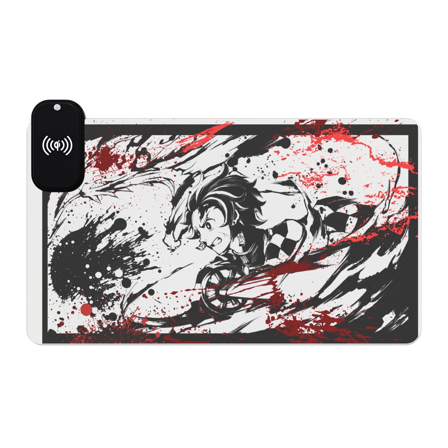 LED Gaming Mouse Pad with Wireless Charger — Anime Demon Slayer Design