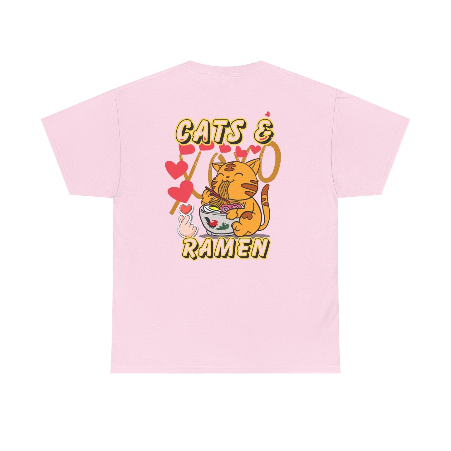 Cat Eating Ramen Unisex Heavy Cotton Tee, Cat Lover Gift, Unique Shirt, Gift for Cat Lovers, Cute Cat Apparel, Ramen Shirt, Black Cat Shirt,