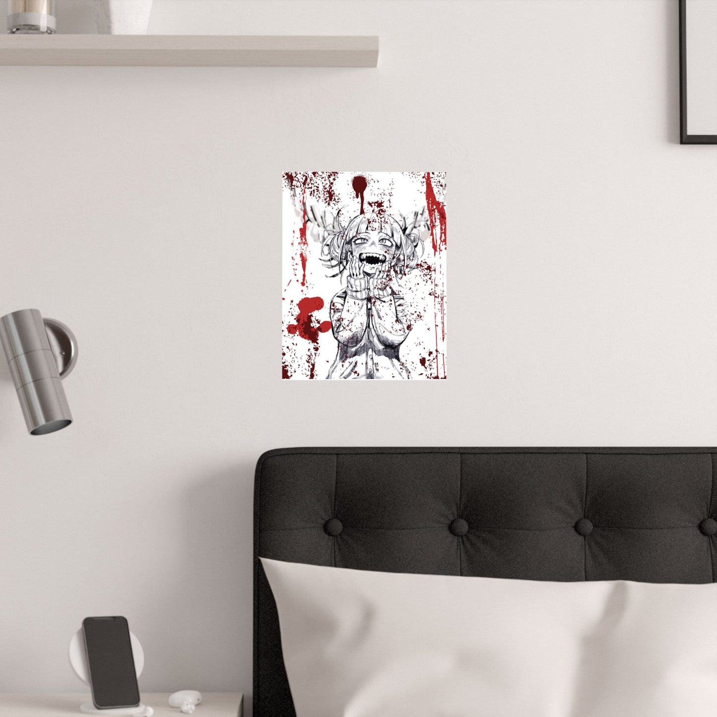 Horror Anime Poster — Bloody Smile Girl Satin Print